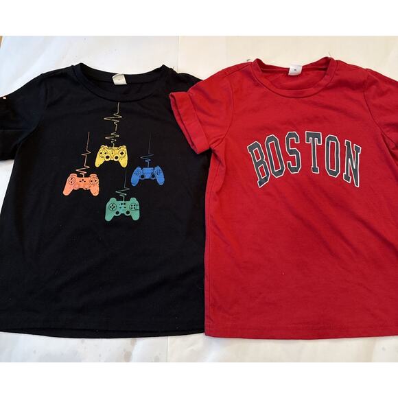Preowned Bundle Of Two Boys SHEIN Size 6Y TShirts Black Gaming And Red Boston - Picture 1 of 6